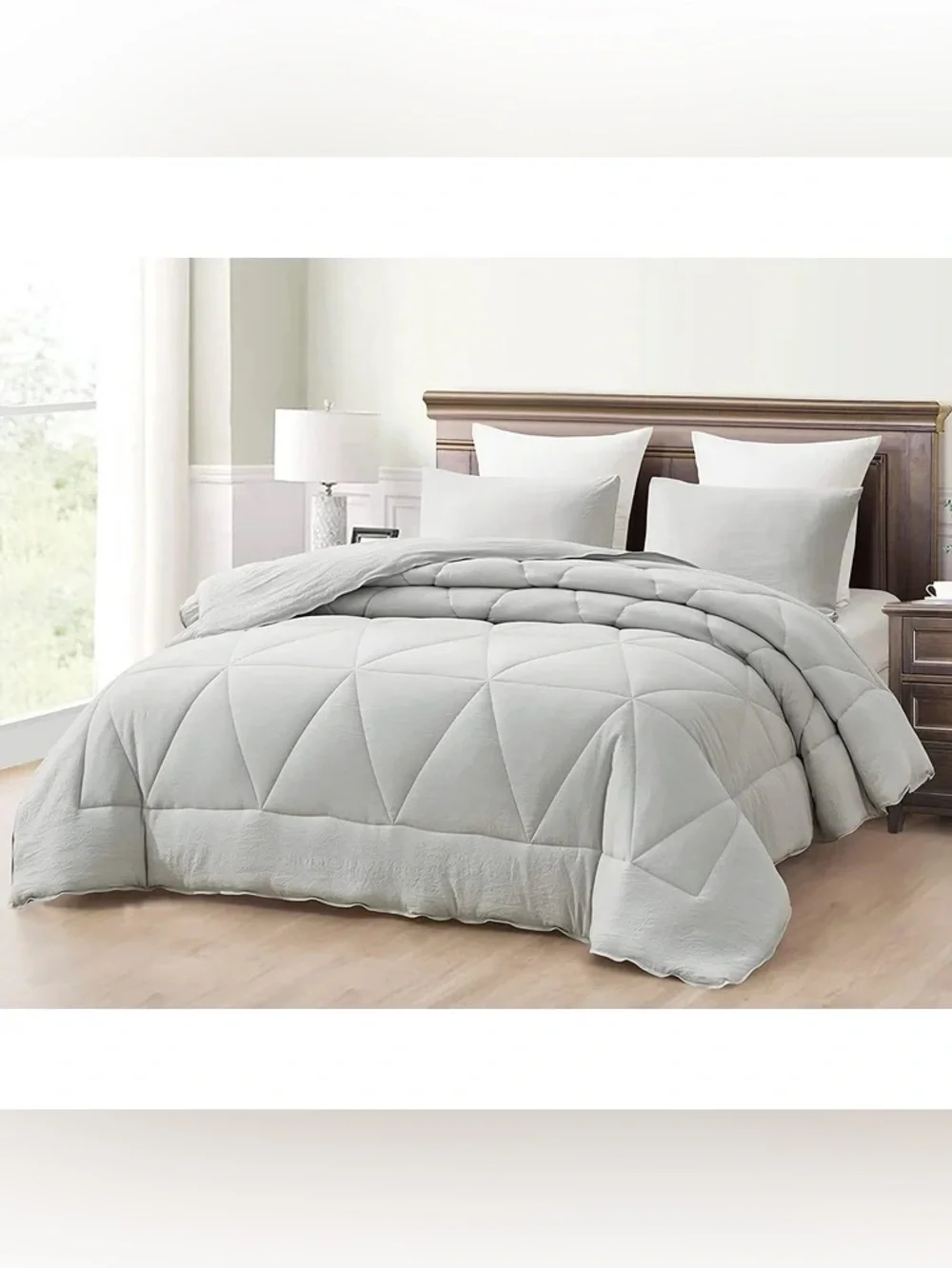 Light Gray 3 piece king Quilted Microfiber Comforter